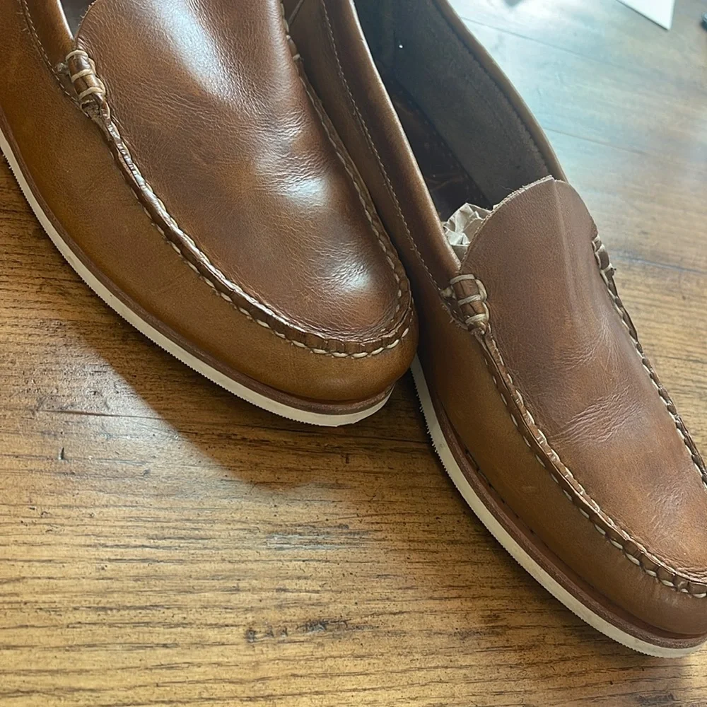 Men's Brown Allen Edmonds Grand Canal Leather Moc-Style Loafers Size 9.5D
